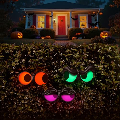 Joiedomi 3 Pack Halloween Decorations Indoor Flashing Peeping Eyes Lights with Timer, Halloween Glowing Decorations Outdoor Party Supplies, Spooky Animated Lights Eyes Decor for Yard Lawn Garden - Image 5