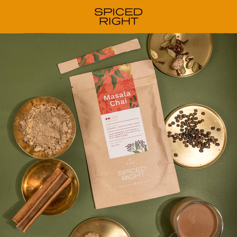 Spiced Right Chai Masala Powder for Tea 200gm - 100% Natural Ingredients, No Preservatives, Immunity Booster with Aromatic Spices like Dried Ginger, Cloves, Cinnamon, and More Tea Masala - Image 3