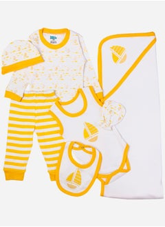 Babies Basic Pack of 7 - Cotton Bodysuit, Top, Pants, Bib, Blanket, Mitten and Cap  - Image 1