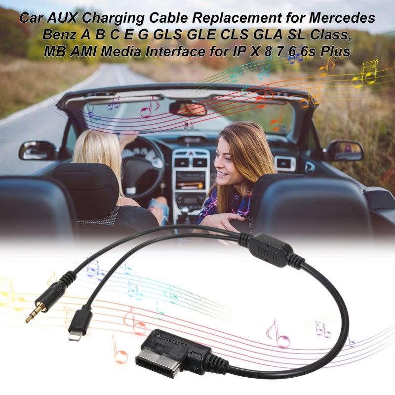 Aux Cable: Black, High Fidelity Lossless Music, Plug And Play - Long Service Life Audio Aux Cable for Car Interior, Mercedes Benz A B C E G GLS GLE CLS GLA SL Class, IP X 8 7 6 6s Plus - Image 2