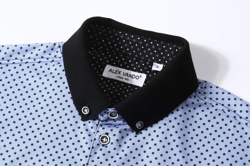 Alex Vando Mens Polo Shirts Short Sleeve Regular Fit Printed Golf Polo Shirt,Print02 Blue,XL - Image 3