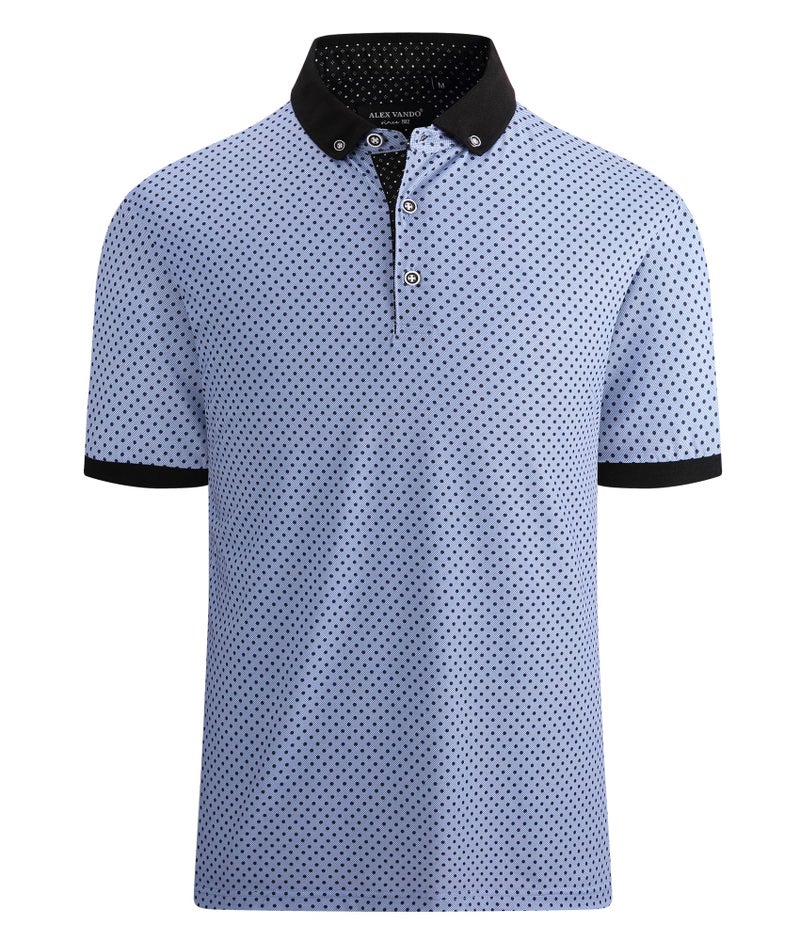 Alex Vando Mens Polo Shirts Short Sleeve Regular Fit Printed Golf Polo Shirt,Print02 Blue,XL - Image 1