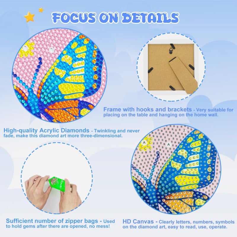 Nardoll Diamond Art Kits for Kids - Crafts for Girls 8-12 - Diamond Art Painting with Wooden Frame - Arts and Crafts for Kids Ages 4-6 8-10 - GEM Art Supplies Dots for Adult Beginners Home Wall Decor Gifts - Image 5