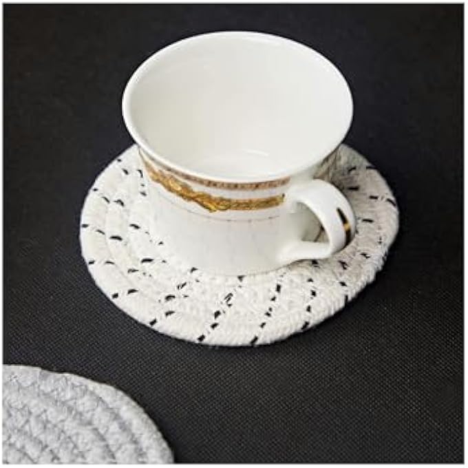KASTWAVE Set Of 6 Large Braided Cotton Pot Trivets  HeatResistant Coasters For Kitchen 7  47 Sizes In Gray Tones - Image 5