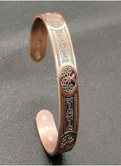 Coconut Pure Copper Magnetic Bracelets for Women Men, Adjustable Copper Cuff Bangle, Wide Solid Copper Magentic Bracelet, Magnetic Bangle Bracelets Jewelry with Tree of Life Motif Copper Bracelets for Men, 12X Strength Wide Pure Copper Magnetic Bracelet for Men with Neodymium Magnets, (Antique Life Tree)  - Image 2