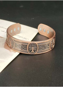 Coconut Pure Copper Magnetic Bracelets for Women Men, Adjustable Copper Cuff Bangle, Wide Solid Copper Magentic Bracelet, Magnetic Bangle Bracelets Jewelry with Tree of Life Motif Copper Bracelets for Men, 12X Strength Wide Pure Copper Magnetic Bracelet for Men with Neodymium Magnets, (Antique Life Tree)  - Image 5