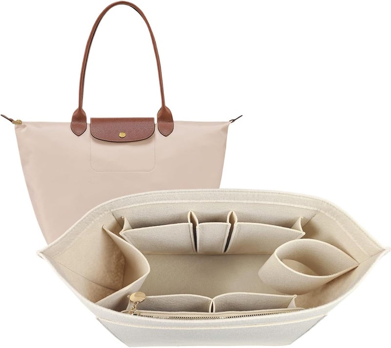 Lckaey منظّم الحقيبة لحقيبة Longchamp - منظّم داخلي لحقيبة Long Champ Le Pliage 1012-25 بيج - مقاس L - Image 1