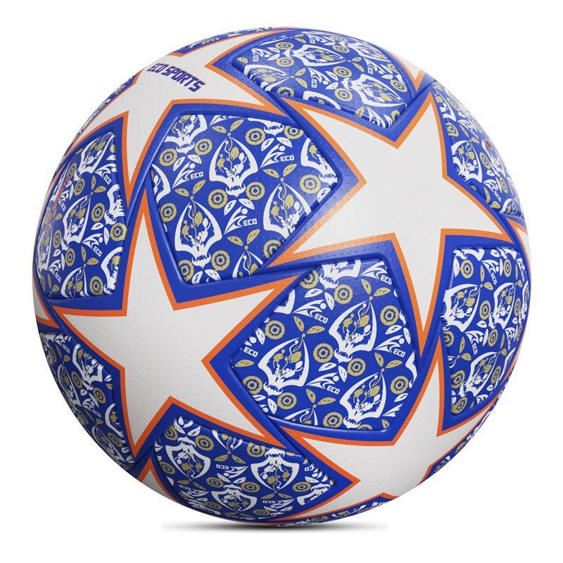 Generic Youth Soccer Ball Size 4/5 PU Training[Skin] 2223 Champions League Eliminates Saibao Blue and White [Skin] 2223 Champions League Eliminates Saibao Blue and White