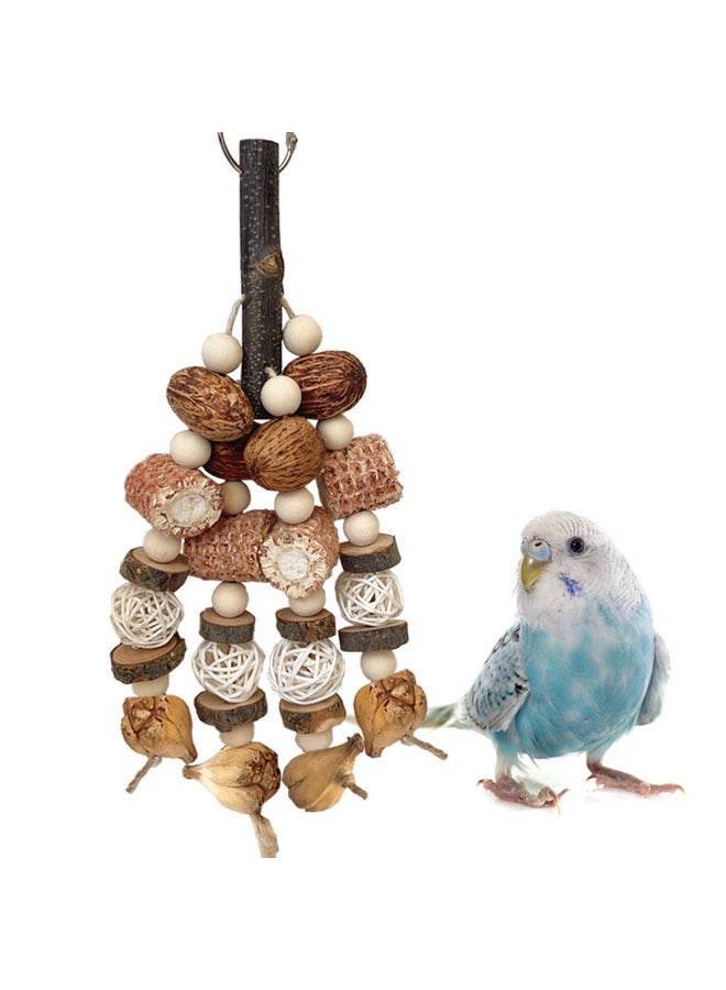 general Parrot toy bird gnawing string vine ball mountain pineapple apple wood nut corn cob tearing destruction beak bird toy - Image 1