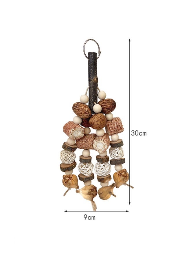 general Parrot toy bird gnawing string vine ball mountain pineapple apple wood nut corn cob tearing destruction beak bird toy - Image 4