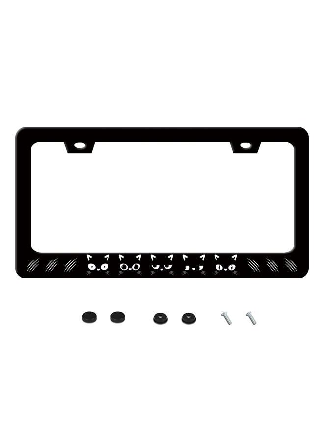 UNINDREM Black Cat License Plate Frame Funny Kitten Pet Stainless Steel License Plate Frames Rust-Proof Auto Parts Decoration with Screws License Plate Holder for Men Women Youth 12x6 Inch - Image 1