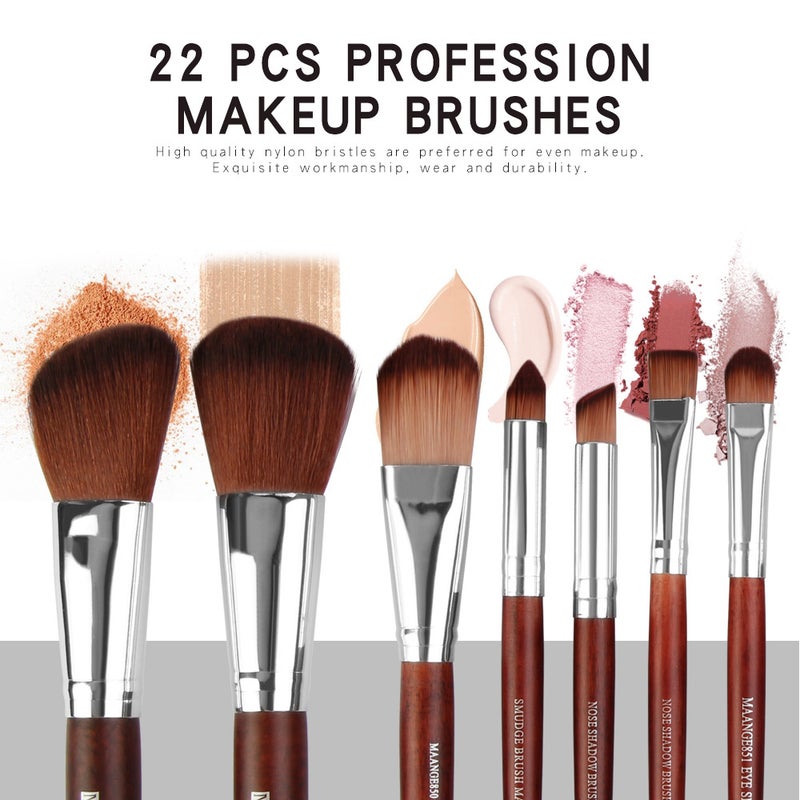 Set of 22 PCS Makeup Brush Kit for Foundation Liquid Cream Blending Powder Eyeshadow Blush Cosmetics Concealer Brushes with Soft & Dense Bristles - Image 4