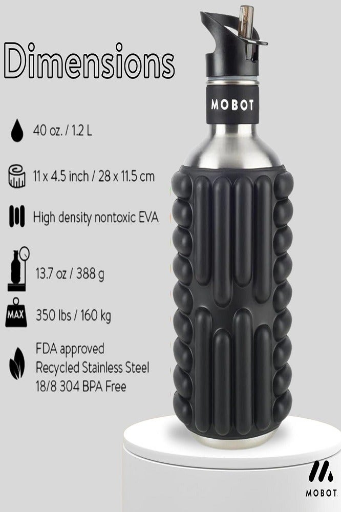 MOBOT Big Bertha 1.2 L High Performance Foam roller water bottle - Black - Image 3