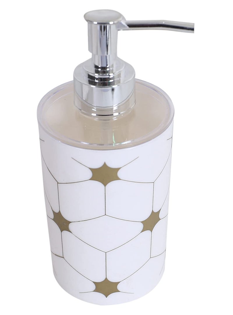 Kuber Industries Kuber Industries Liquid Soap Dispenser|Star Print Plastic Empty Bathroom Sanitizer|Lotion|Shampoo Dispenser Bottle,300 ML,Pack of 2 (White) - Image 2