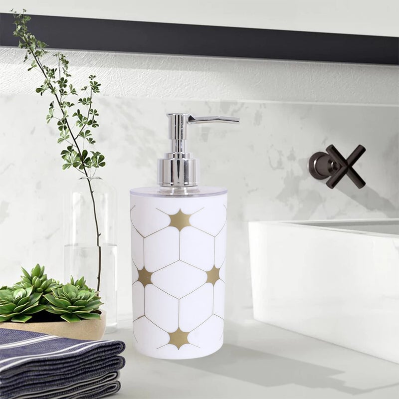 Kuber Industries Kuber Industries Liquid Soap Dispenser|Star Print Plastic Empty Bathroom Sanitizer|Lotion|Shampoo Dispenser Bottle,300 ML,Pack of 2 (White) - Image 4