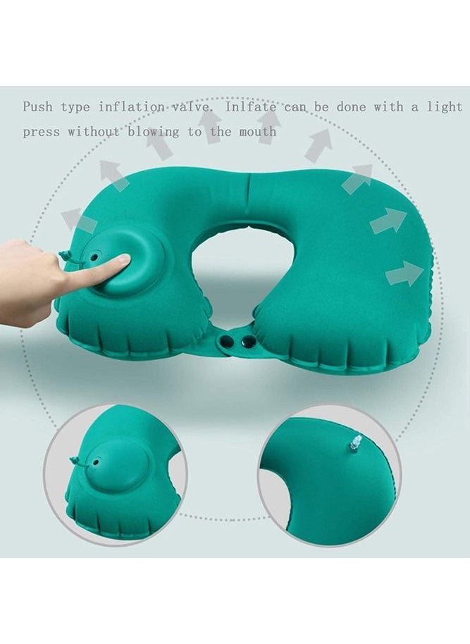 Generic - Inflatable Travel Neck Pillow Air Pump Comfortable U-Shape Headrest Support with Compression Bag for Office Train Car Airplane Sleep Cushion - Image 1