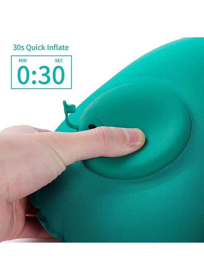 Generic - Inflatable Travel Neck Pillow Air Pump Comfortable U-Shape Headrest Support with Compression Bag for Office Train Car Airplane Sleep Cushion - Image 1