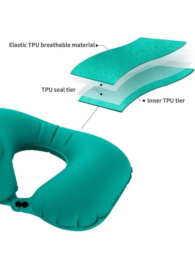 Generic - Inflatable Travel Neck Pillow Air Pump Comfortable U-Shape Headrest Support with Compression Bag for Office Train Car Airplane Sleep Cushion - Image 1