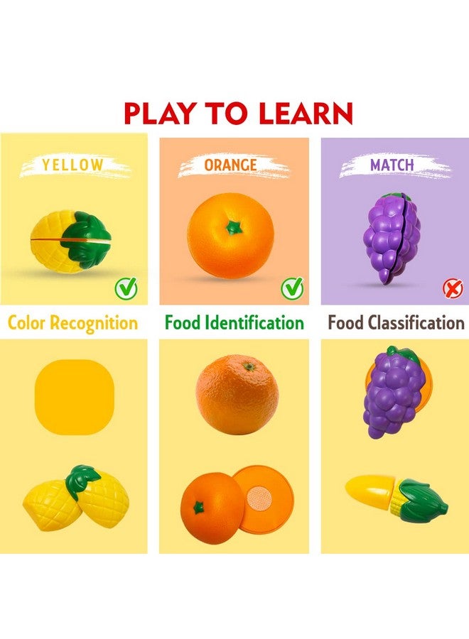 Wembley Fruits Cutting Toys for Kids Pretend Play Kitchen Toys Play Food Toys Sliceable 9Pcs for 3+ Years Boys, Girls, Kids- BIS Approved - Image 4