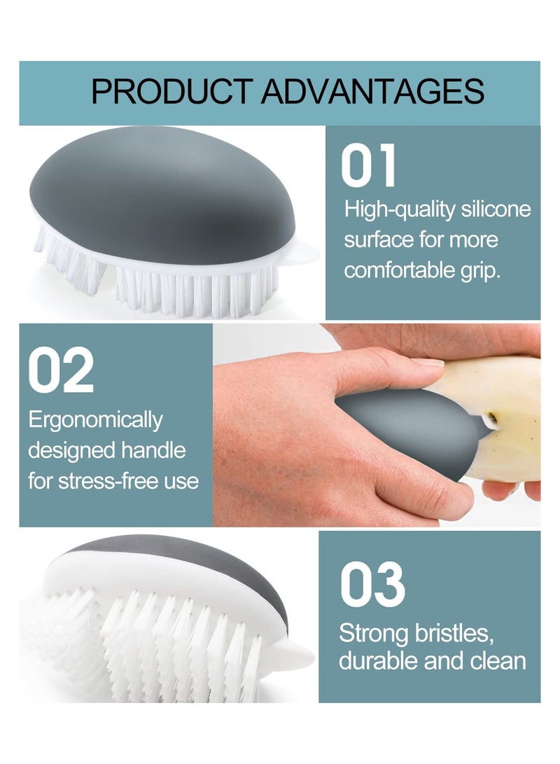 SYOSI 2 Pack Vegetable Brush Non Slip Grip Potato Scrubber Veggie with Flexible and Hard for Food Corn Silk Carrots Dots Remover - Image 5