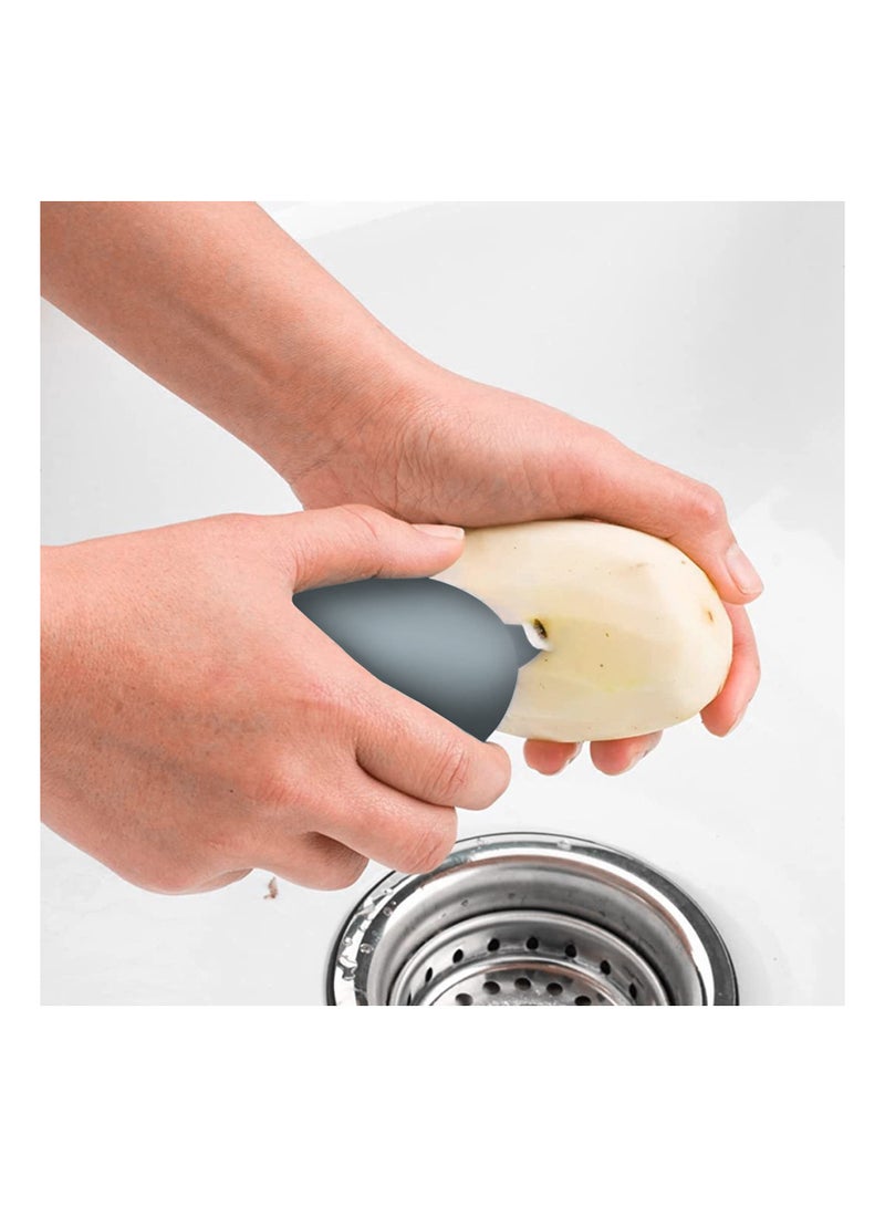 SYOSI 2 Pack Vegetable Brush Non Slip Grip Potato Scrubber Veggie with Flexible and Hard for Food Corn Silk Carrots Dots Remover - Image 2