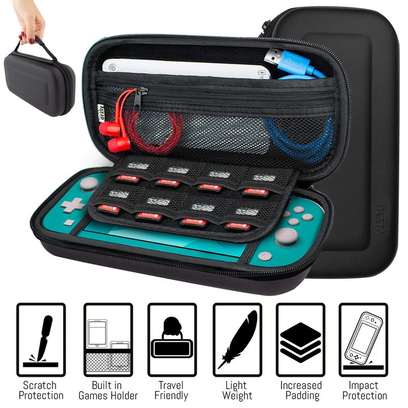 Orzly Switch Lite Accessories Bundle - Case & Screen Protector for Nintendo Switch Lite Console, USB Cable, Games Holder, Comfort Grip Case, Headphones, Thumb-Grip Pack & More ( Gift Pack) - Image 4