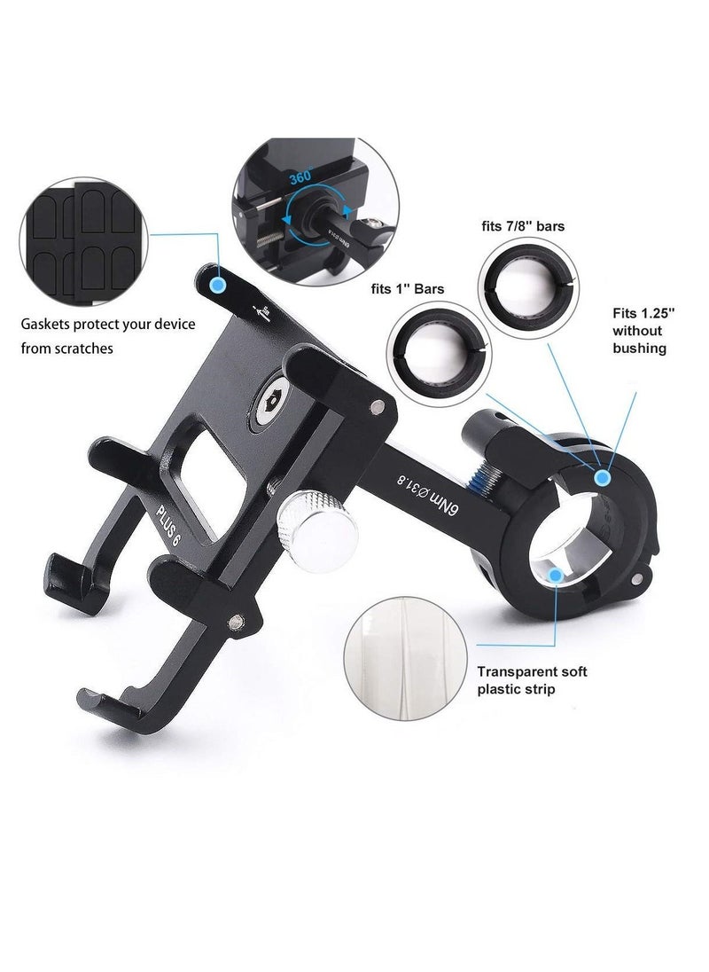 Generic Bicycle Phone Mount - Aluminum Bike Phone Mount Holder Universal Adjustable Handlebar Cell Phone Holder for iPhone X 5 6 7 8 Plus Samsung LG Hold Phone (Black)  - Image 3