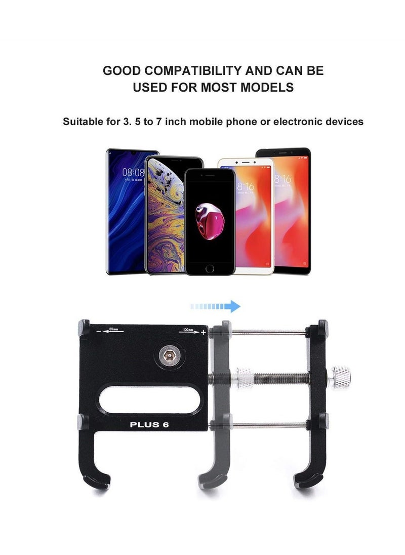 Generic Bicycle Phone Mount - Aluminum Bike Phone Mount Holder Universal Adjustable Handlebar Cell Phone Holder for iPhone X 5 6 7 8 Plus Samsung LG Hold Phone (Black)  - Image 2