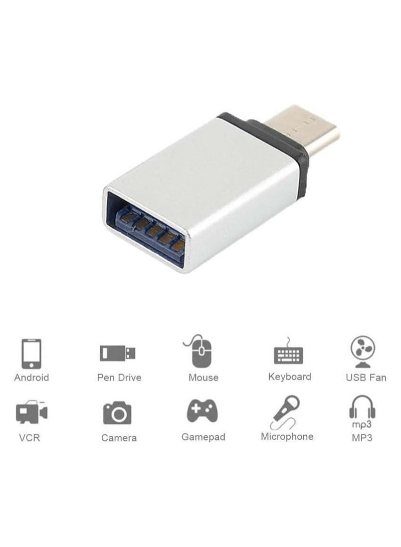 Smart Type c OTG Adapter 3.1 Mobile Connector with Thread Metal High Speed Female USB A to USB C Male OTG Adapter Converter for Laptop Mobile Compatible C Type Devices with OTG - multicolour - random colour  - Image 1