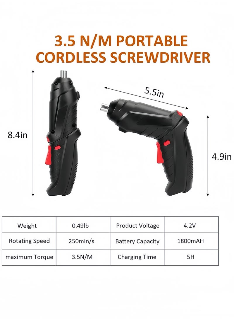Lee Yon Cordless Drill Set, Rechargeable Power Screwdriver Set, With LED Lights, Suitcase, 47-Piece Drill/Screwdriver Accessories, Suitable For Home and Office Manual Tools, Black  - Image 5