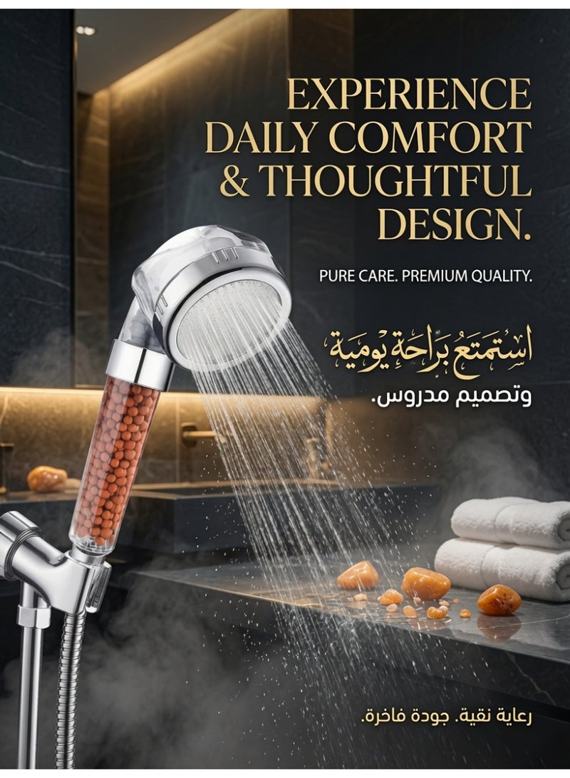 High Pressure Handheld Shower Head with Tourmaline Negative Ion Filter, Water Saving Filtered Shower Head 8.5 Inch for Dry Skin & Hair Care, Spa-Like Shower Experience - Image 2