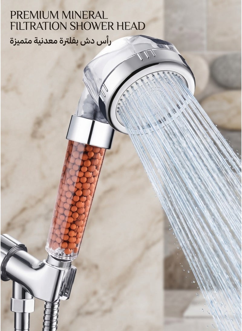 High Pressure Handheld Shower Head with Tourmaline Negative Ion Filter, Water Saving Filtered Shower Head 8.5 Inch for Dry Skin & Hair Care, Spa-Like Shower Experience - Image 1