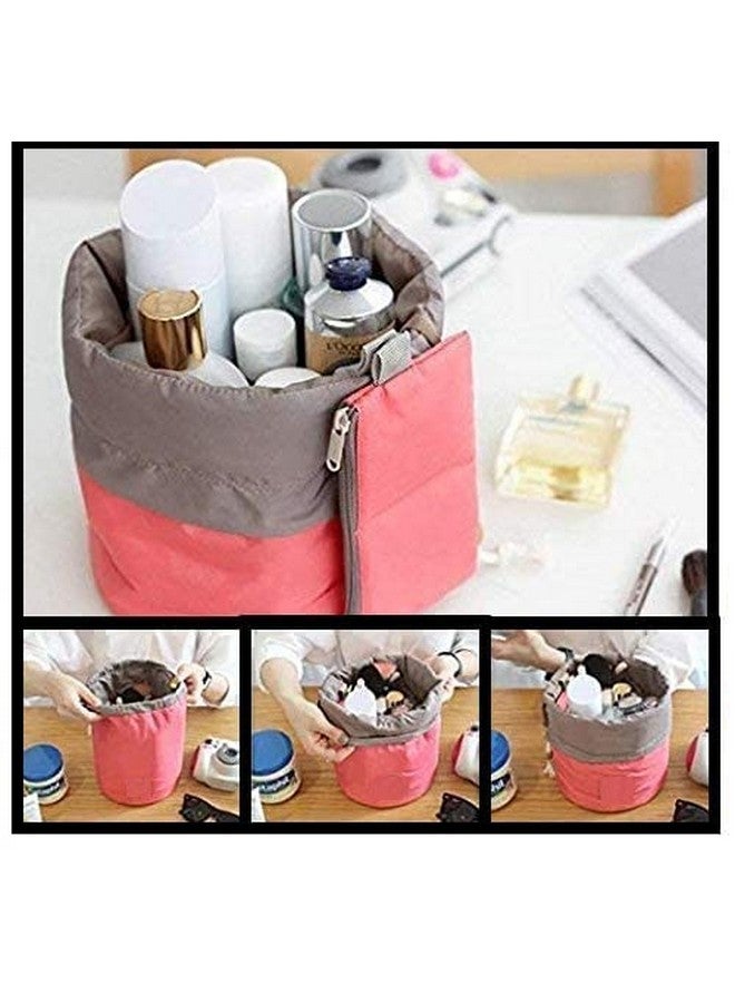 Mishrit Cosmetic Pouch||Makeup Bag Pouch for Travel||Round Dresser Cosmetic Bag||Travel Kit & Organizer||Portable Jewelry & Cosmetics Organizer||Travel Accessories(Multi Color)(Pack of 1 pcs). - Image 4