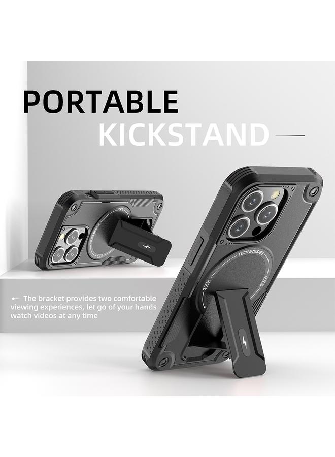 اس-توب جراب لهاتف iPhone 13 Armor Magsafe Holder PC Hybrid TPU جراب هاتف - Image 4