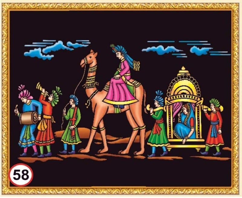 Rainbow DIY - Emboss Painting Kit, Baraat with Camel, Medium(13x19 inch), Design No. 58 - Image 1