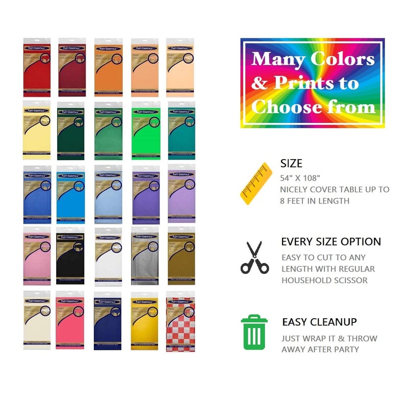 Party Essentials Heavy Duty Plastic Table Cover Available in 44 Colors, 54" x 108", Red - Image 4