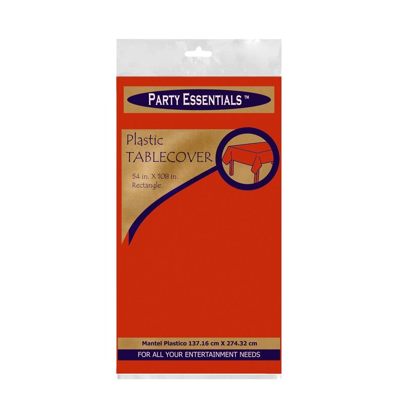 Party Essentials Heavy Duty Plastic Table Cover Available in 44 Colors, 54" x 108", Red - Image 2