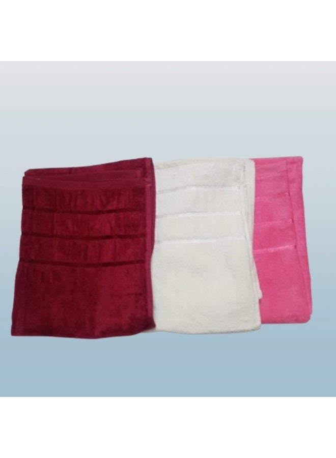 طقم فوطة وش قطن وش قطيفة مقاس 50x100 سم عدد 3 قطع جودة عالية - Image 1