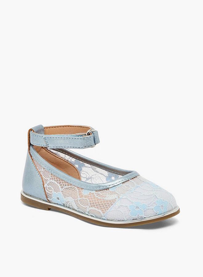 Barefeet Girls Floral Lace Ballerina Shoes - Image 2