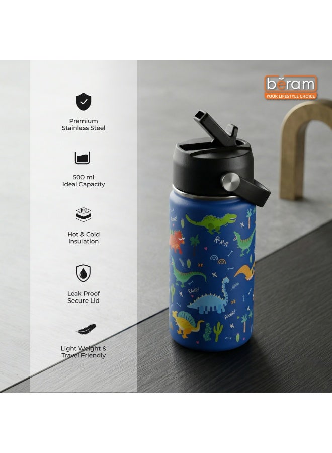 BERAM Stainless Steel Thermal Water Bottle Double Wall Vacuum Insulated Flask Leakproof BPA-Free Water Bottle with Carry Handle Keeps Drinks Hot & Cold for School Office Travel Sports & Outdoor Use - Image 4
