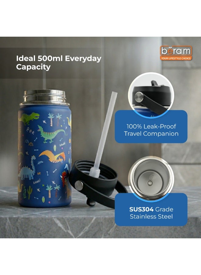 BERAM Stainless Steel Thermal Water Bottle Double Wall Vacuum Insulated Flask Leakproof BPA-Free Water Bottle with Carry Handle Keeps Drinks Hot & Cold for School Office Travel Sports & Outdoor Use - Image 3