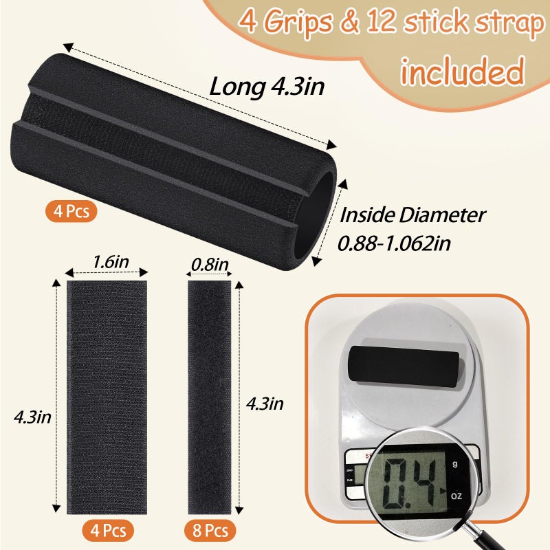 AKLVBL 4 Pcs Universal Handle Grips 4.3 Inch NBR Rubber Foam Comfort Grip Buffer Tube Cover Black Soft Handle Bar Grips for Equipment Handlebar Grips Replacement - Image 4