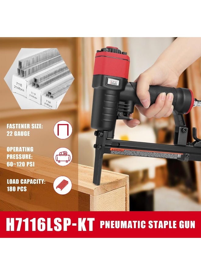 3Plus 3PLUS H7116LSP-KT 22 Gauge 3/8-Inch Crown Pneumatic Upholstery Stapler with Long Nose, Air Stapler Kit, with 6000 Staples, 1/4-Inch to 5/8-Inch  - Image 2