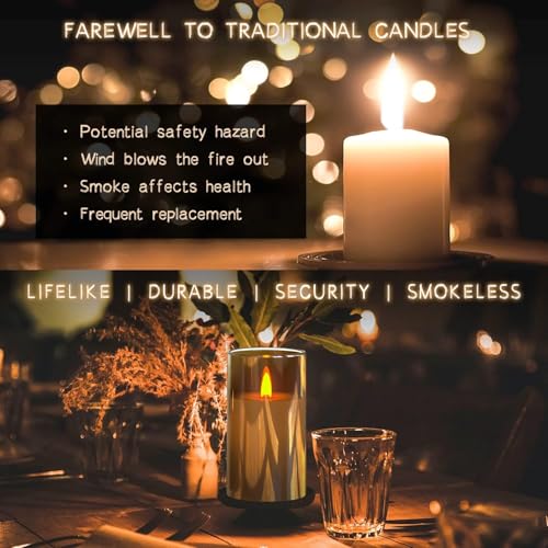 coku Set of 5 Flameless LED Pillar Candles with Acrylic Glass Holders, Realistic Flickering Moving Flame, Battery Operated, Smokeless Safe Decorative Candles Gift for Home, Wedding, Diwali, Christmas - Image 5