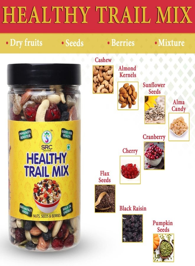 SRC CREATIONS Healthy Trail Mix Nuts, Seeds & Berries 500 g, Ready to Serve | Super Food | Breakfast Food - Image 3