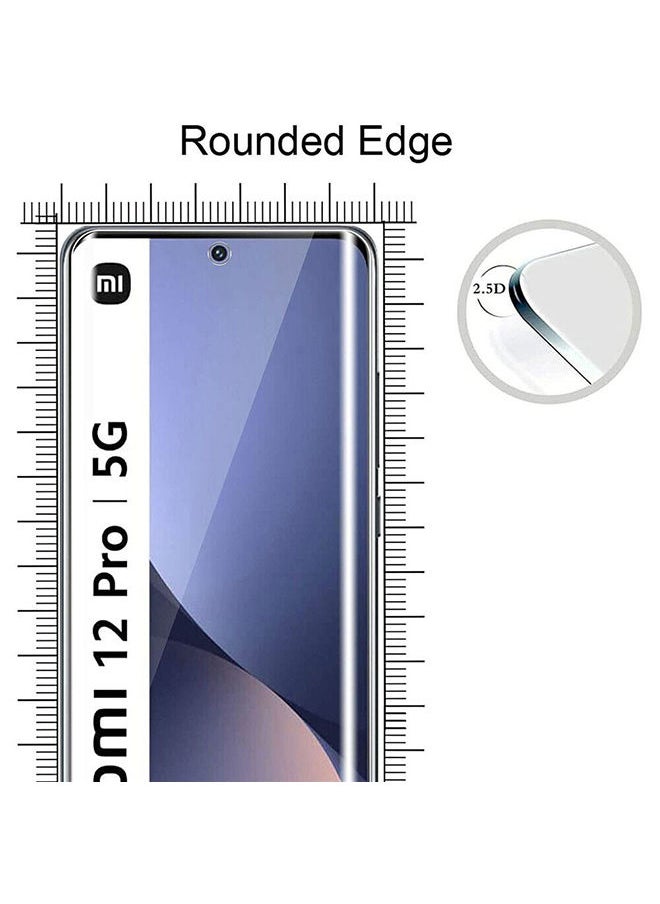 Pack Of 2 for Xiaomi 12 Pro Screen Protector 9H Anti-Scratch Shatterproof HD Curved Edge to Edge Full Coverage Ultra-thin Tempered Glass Screen Protector - Black