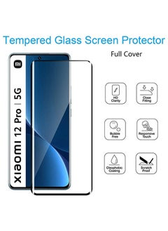 O Ozone Pack Of 2 for Xiaomi 12 Pro Screen Protector 9H Anti-Scratch Shatterproof HD Curved Edge to Edge Full Coverage Ultra-thin Tempered Glass Screen Protector - Black  - Image 2