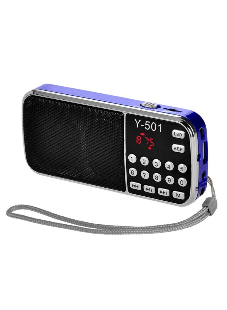 AROAQ J-189 Bluetooth AM FM Radio Small Portable Radio Dual Speaker Heavy Bass Blue - Image 1