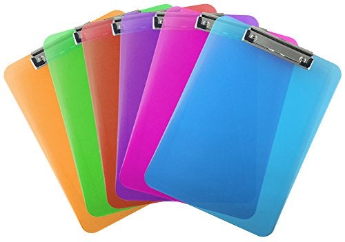 Trade Quest Plastic Clipboard Transparent Color Letter Size Low Profile Clip (Pack of 6) (Assorted) - Image 1