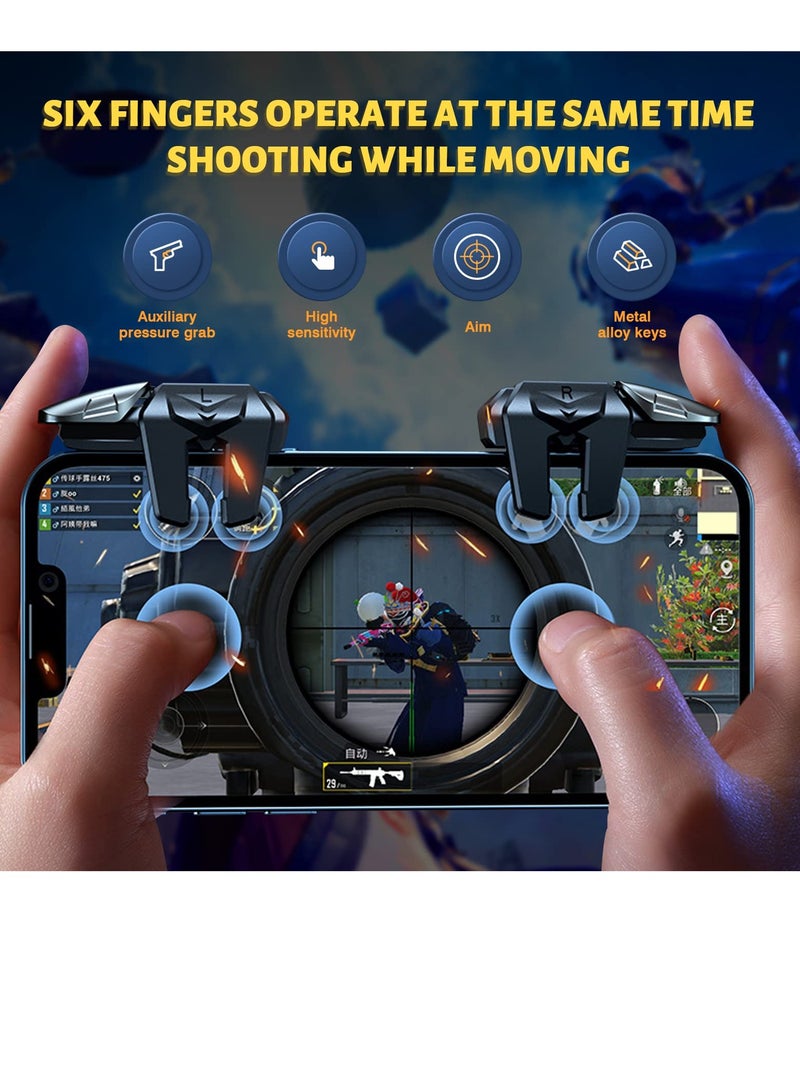Game Trigger 2024 Upgrade Version PUBG Mobile Trigger Game Controller 6 Finger Trigger Sensitive Shoot Compatible with iPhone and Android Most Phones Support COD PUBG ROS and more - Image 2